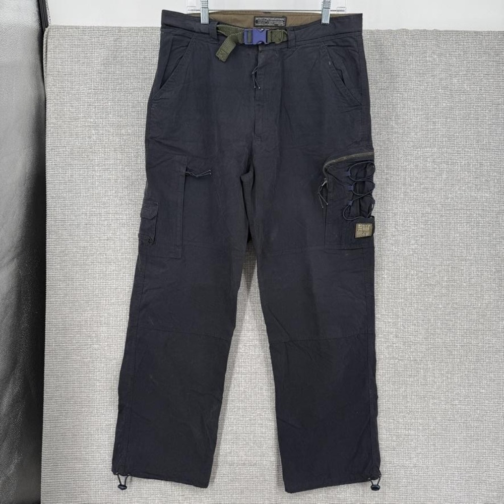 MORITZ Pants Mens 36x31 XL Black Twill Hiking Belted Pockets Adjustable Waist EU
